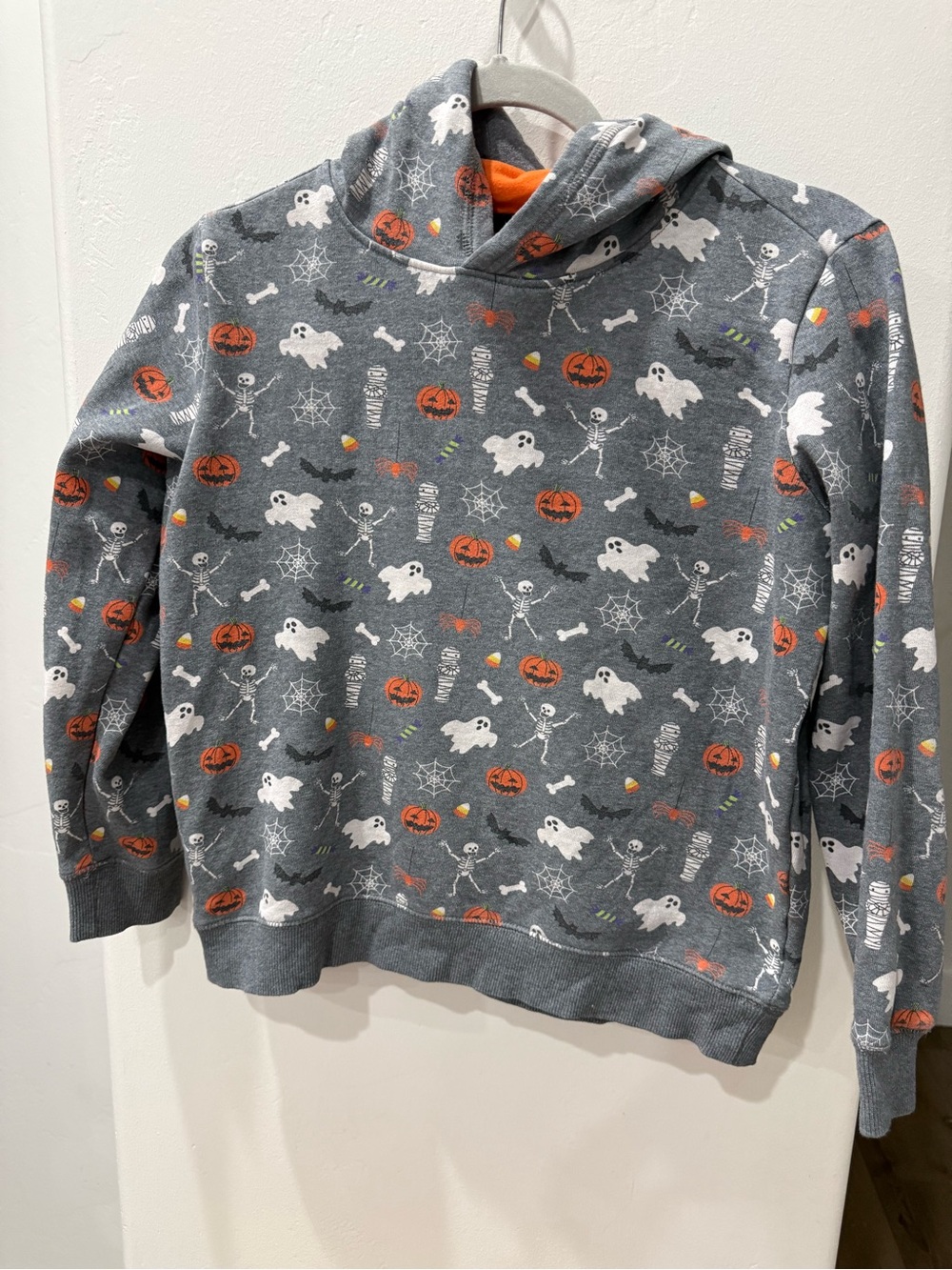 Gymboree Gray Halloween Crewneck Sweater with Ghosts & Pumpkins